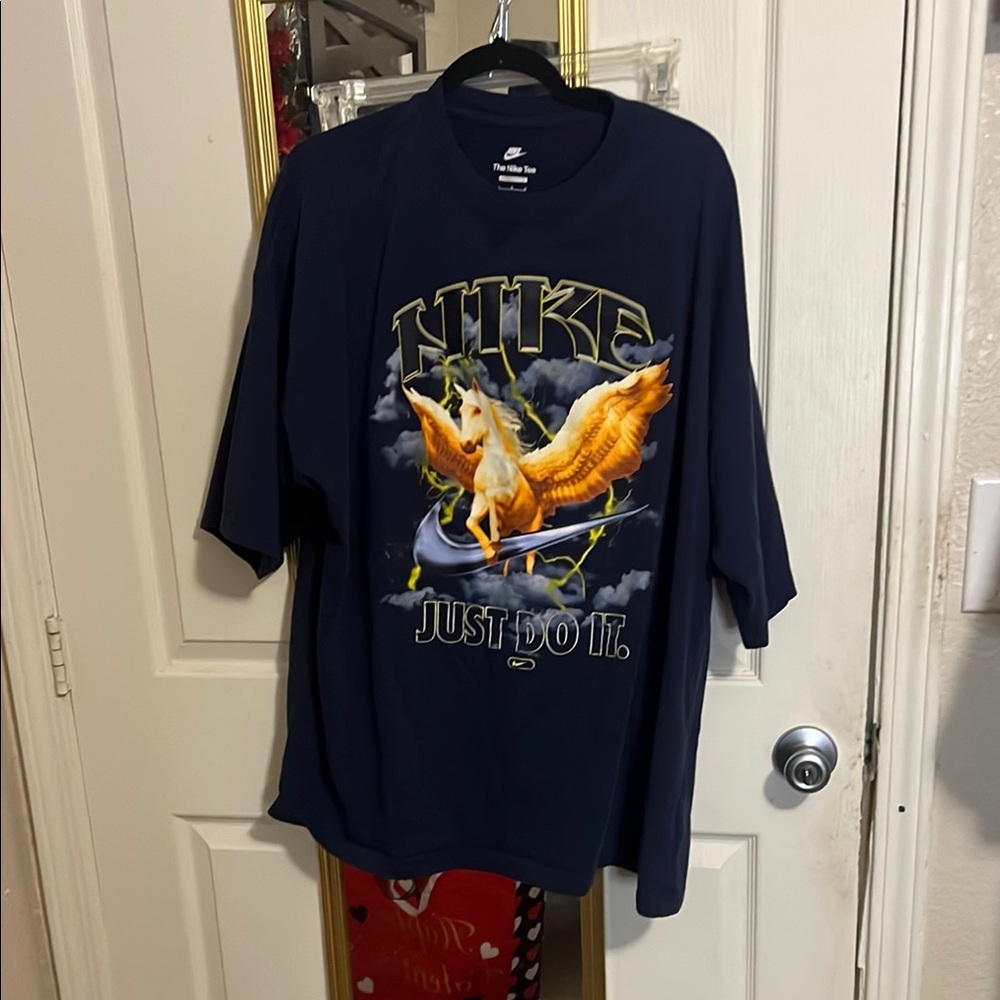 Nike Blue Short Sleeve Tee with Graphic Design